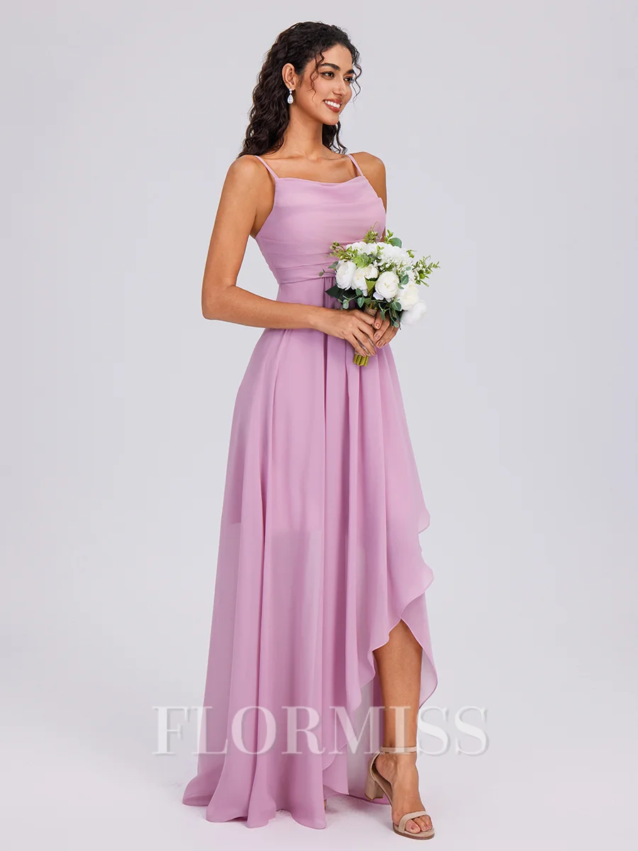 A-line Cowl Pleated Floor-Length Chiffon Bridesmaid Dress