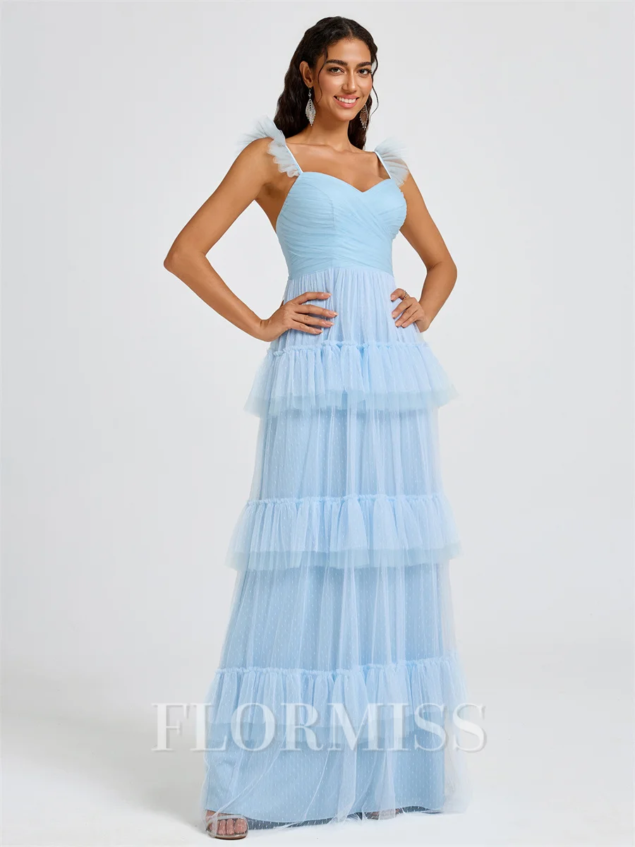 A-line Sweetheart Cascading Ruffles Floor-Length Bridesmaid Dress