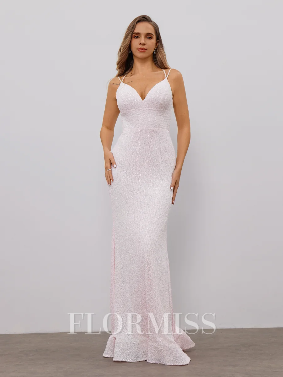 Sheath V-neck Floor-Length Dress