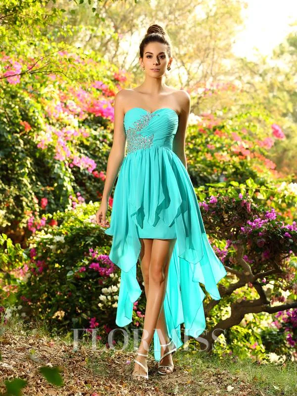 A-line/Princess Sweetheart Asymmetrical Chiffon Bridesmaid Dresses With Ruffles