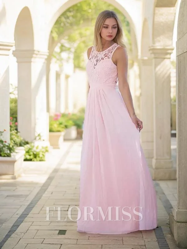A-line/Princess Scoop Floor-Length Chiffon Bridesmaid Dresses
