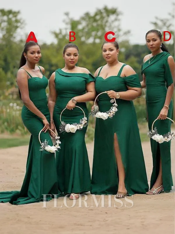 Sheath/Column Sweetheart Sweep Train Jersey Bridesmaid Dresses With Leg Slit