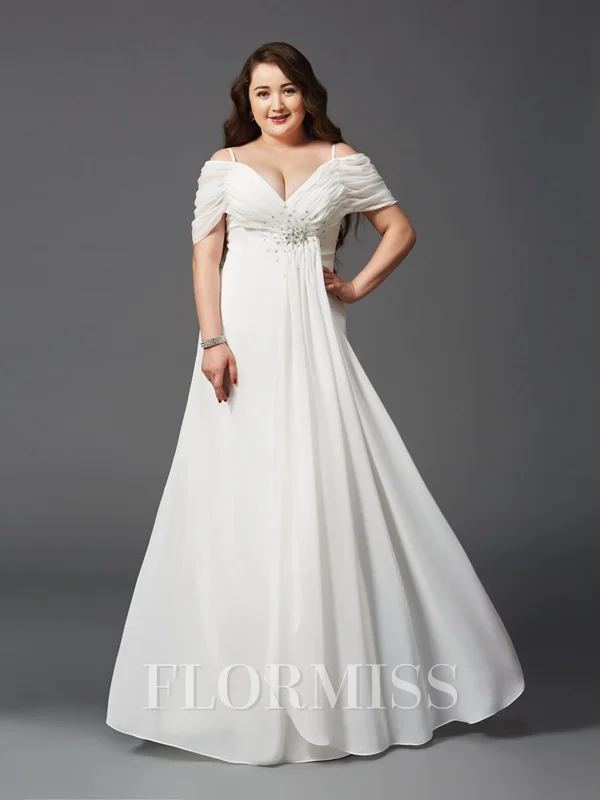 A-Line/Princess Off-the-Shoulder Floor-Length Chiffon Evening Dresses With Ruffles
