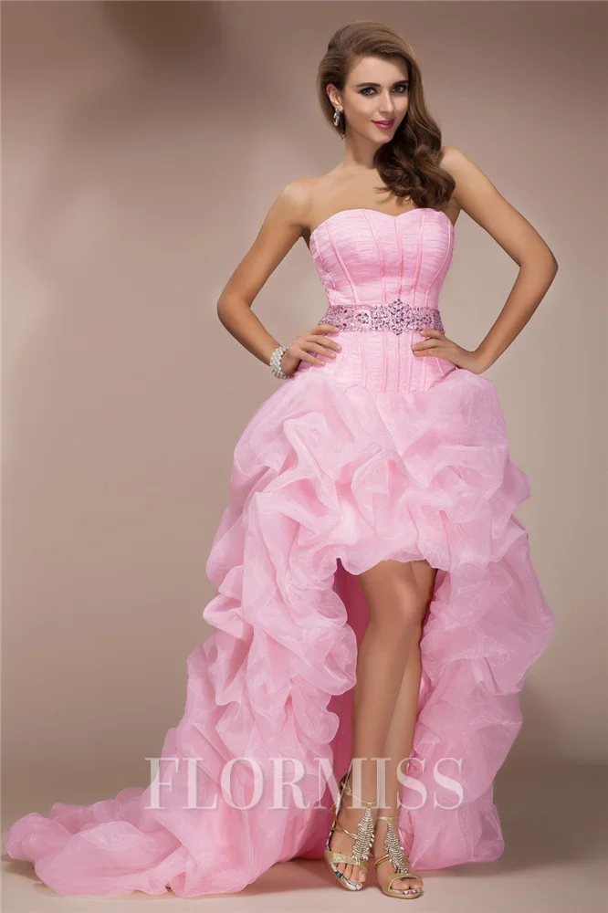A-Line/Princess Sweetheart Asymmetrical Organza Evening Dresses With Beading