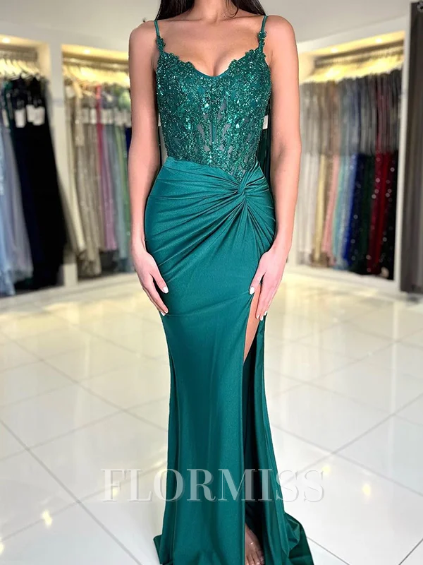 Sheath V-neck Appliques Lace Sweep Train Corset Dress