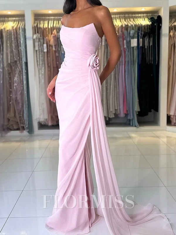 Sheath Straight Pleated Floor-Length Chiffon Dress