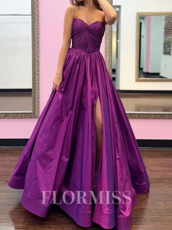 A-line Sweetheart Ruffles Floor-Length Taffeta Dress