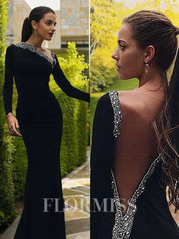 Trumpet/Mermaid One-Shoulder Floor-Length Spandex Evening Dresses With Beading