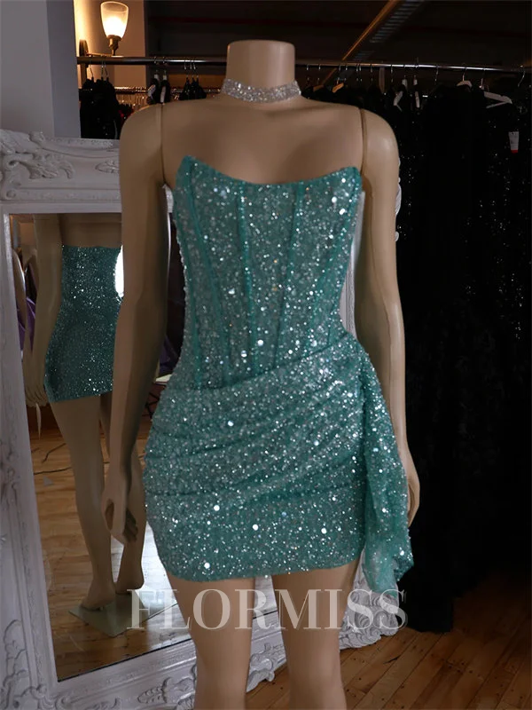 Sheath Straight Sequin Short/Mini Corset Dress