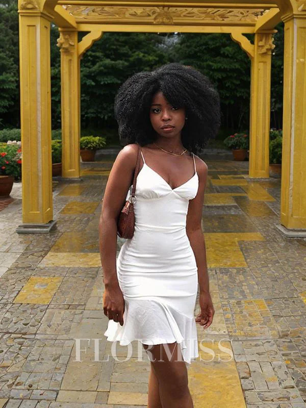 Sheath/Column V-neck Short/Mini Jersey Homecoming Dresses With Ruffles