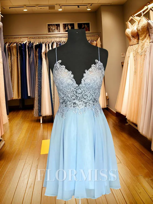 A-Line/Princess Spaghetti Straps Short/Mini Chiffon Homecoming Dresses