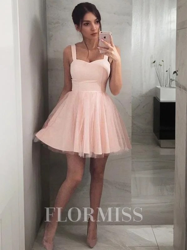 A-Line/Princess Straps Short/Mini Stretch Crepe Homecoming Dresses