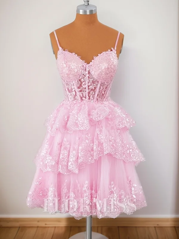 Ball-Gown Tulle V-neck Appliques Lace Corset Short/Mini Dress