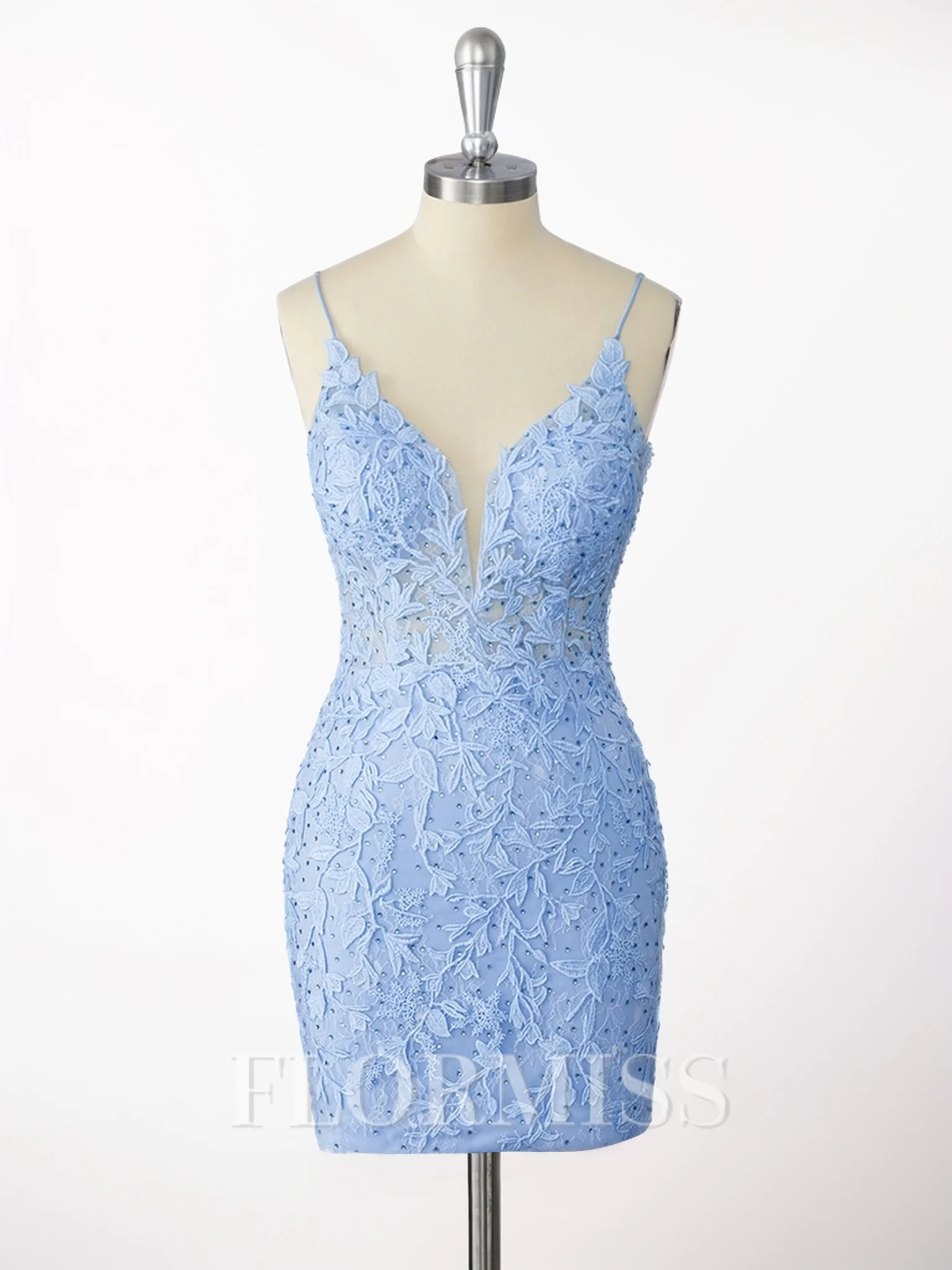 Sheath Tulle Spaghetti Straps Appliques Lace Corset Short/Mini Dress