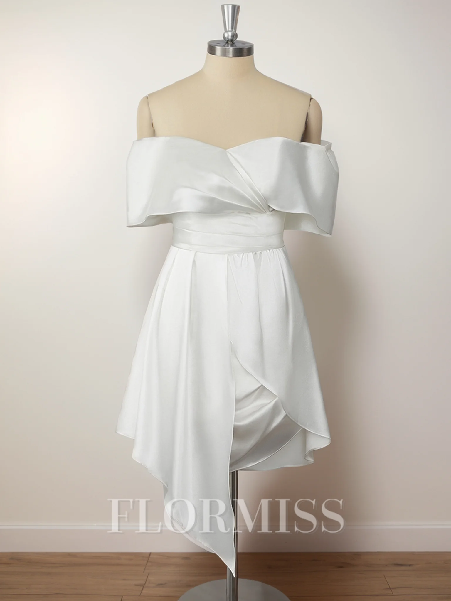 Sheath Silk Like Satin Off-the-Shoulder Ruffles Short/Mini Dress