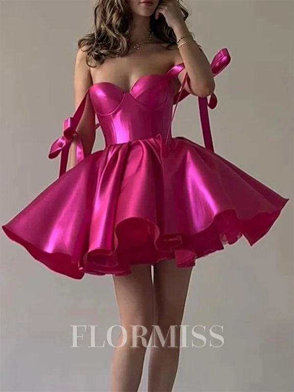 A-line/Princess Silk like Satin Sweetheart Sleeveless Short/Mini Homecoming Dress