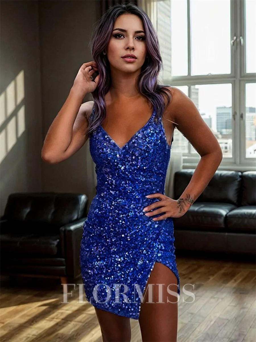 Sheath V-neck Short/Mini Dress