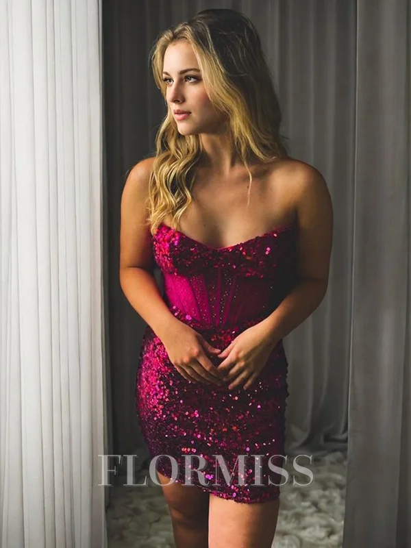 Sheath Sweetheart Sequin Short/Mini Corset Dress