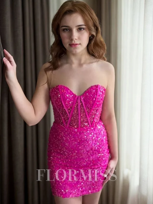 Sheath Sweetheart Sequin Short/Mini Corset Dress