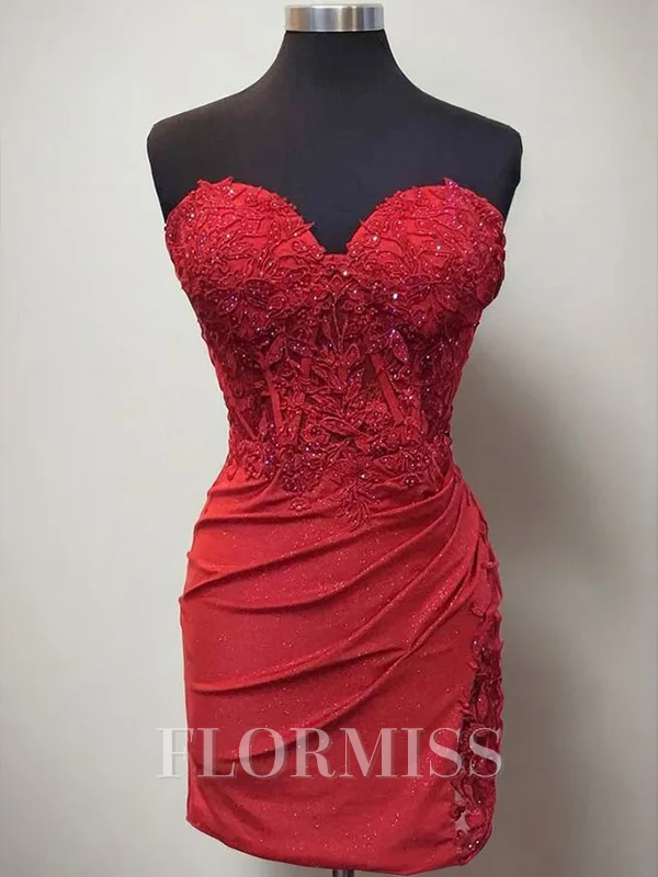 Sheath Sweetheart Appliques Lace Short/Mini Corset Dress