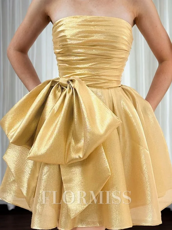 A-line Straight Bow Short/Mini Dress