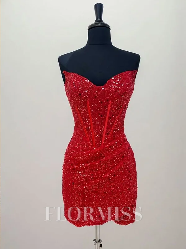 Sheath Sweetheart Sequin Short/Mini Corset Dress