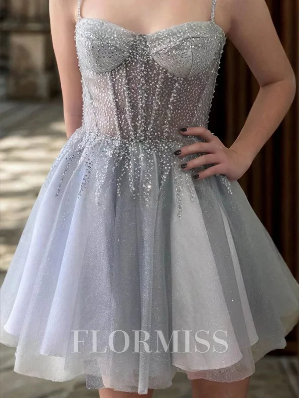 A-line Sweetheart Ruffles Short/Mini Tulle Corset Dress