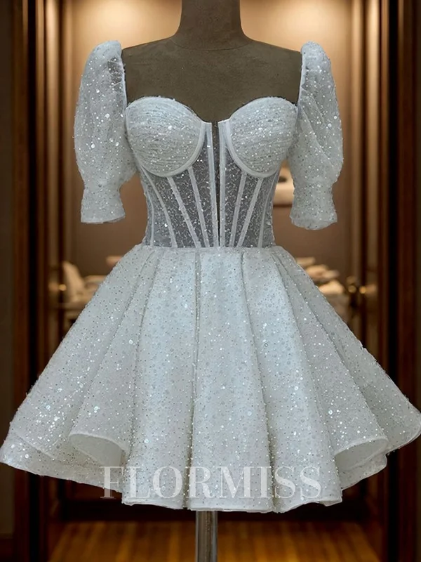 A-line Square Short Sleeves Short/Mini Corset Dress