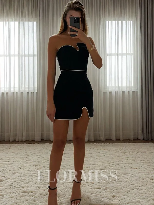 Sheath Straight Short/Mini Stretch Crepe Dress