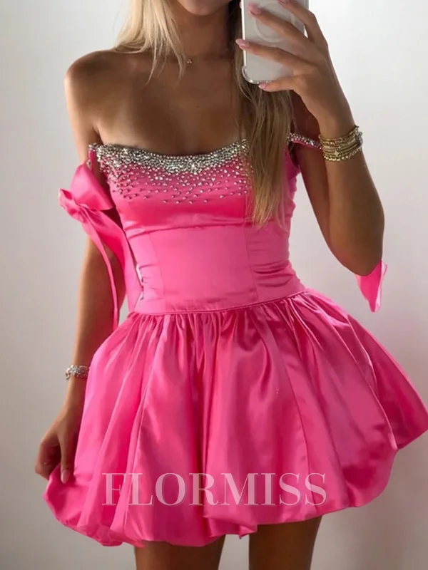 A-line Straps Bow Short/Mini Satin Corset Dress