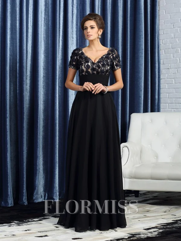 A-Line/Princess V-neck Floor-Length Chiffon Mother of the Bride Dresses