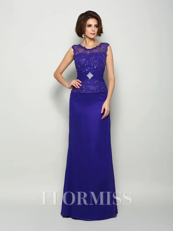A-Line/Princess V-neck Floor-Length Satin Mother Of The Bride Dresses With Beading