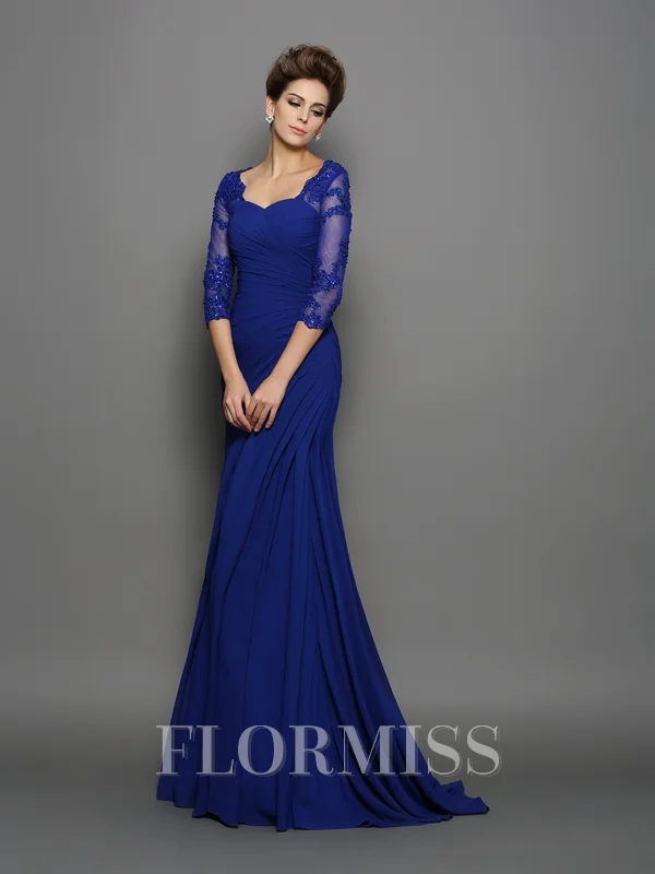 Trumpet/Mermaid Sweetheart Sweep Train Chiffon Mother of the Bride Dresses With Ruffles