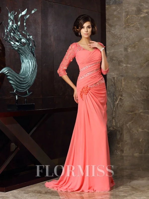 Trumpet/Mermaid Sweetheart Sweep Train Chiffon Mother of the Bride Dresses