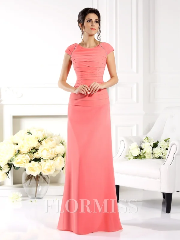 A-Line/Princess Bateau Floor-Length Chiffon Mother of the Bride Dresses