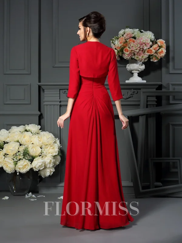 A-Line/Princess Spaghetti Straps Floor-Length Chiffon Mother of the Bride Dresses With Beading