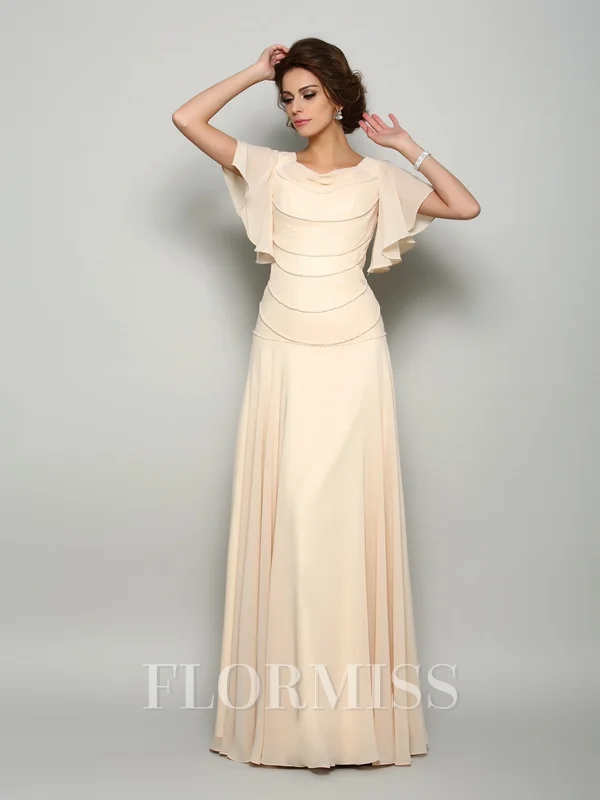 A-Line/Princess Square Floor-Length Chiffon Mother of the Bride Dresses With Beading