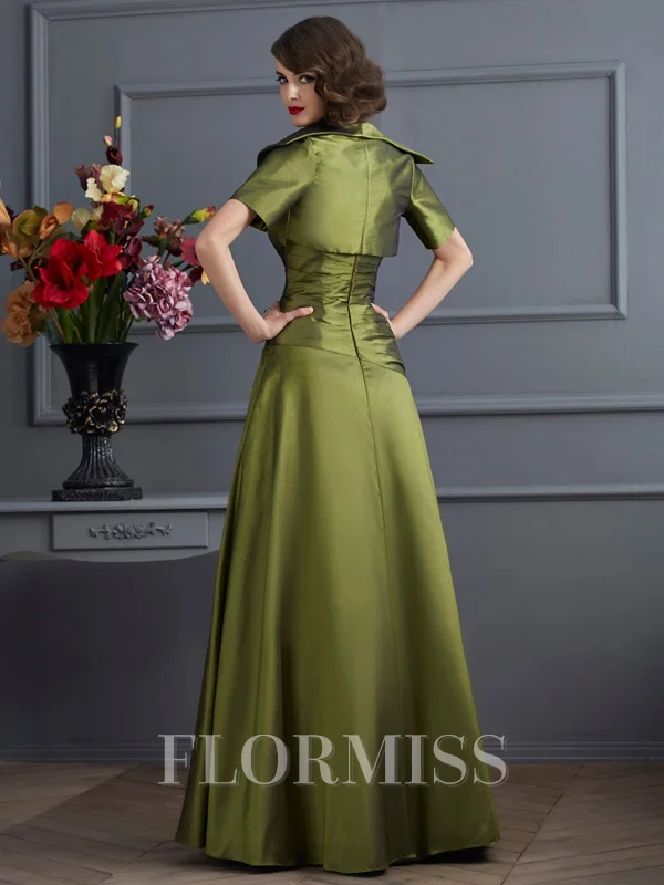 A-Line/Princess Strapless Floor-Length Taffeta Mother of the Bride Dresses With Beading