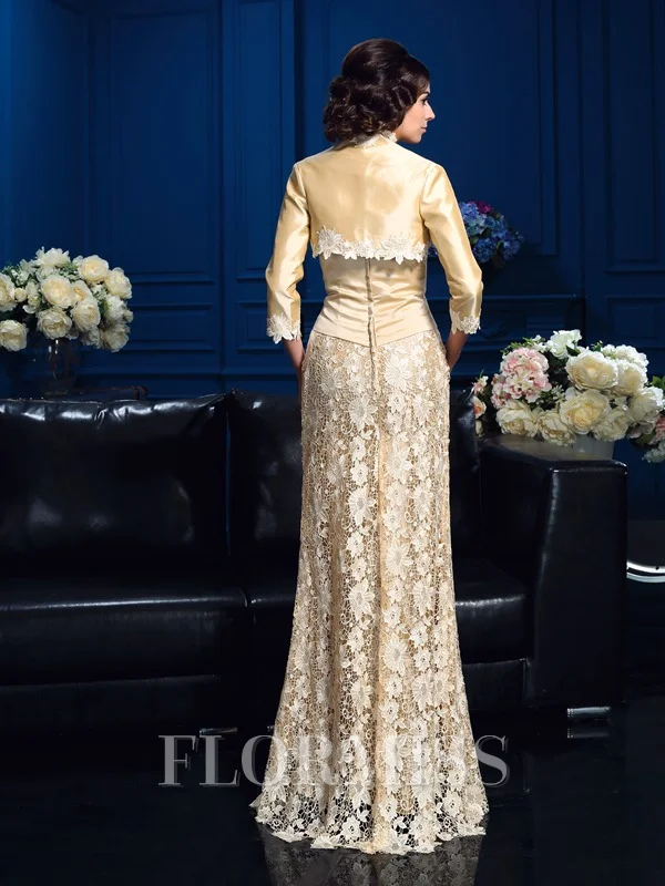 A-Line/Princess Strapless Floor-Length Lace Mother of the Bride Dresses With Lace