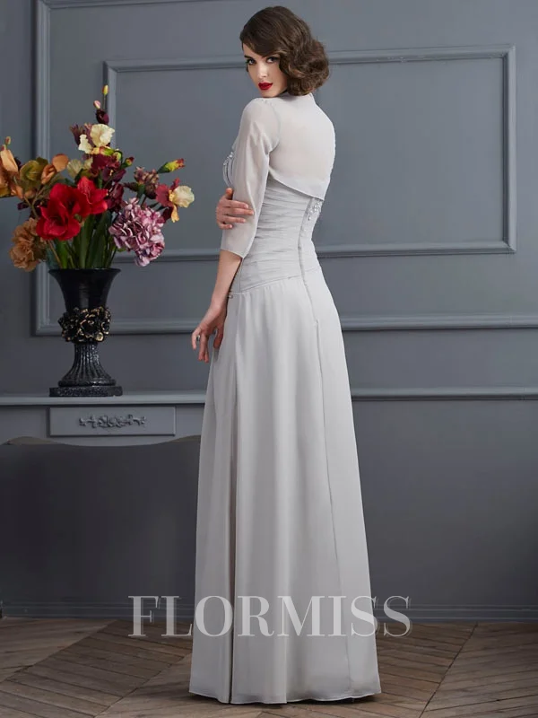 A-Line/Princess One-Shoulder Floor-Length Chiffon Mother of the Bride Dresses With Beading