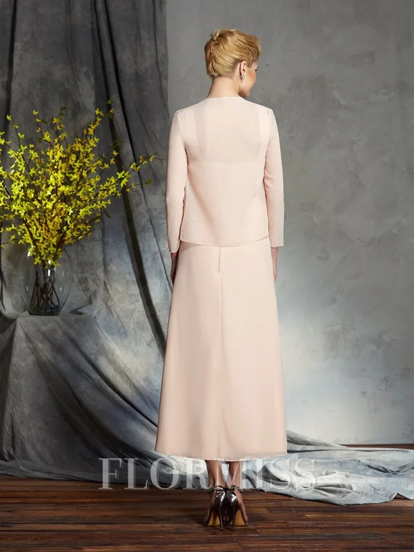 A-Line/Princess Straps Tea-Length Chiffon Mother of the Bride Dresses With Appliques Lace