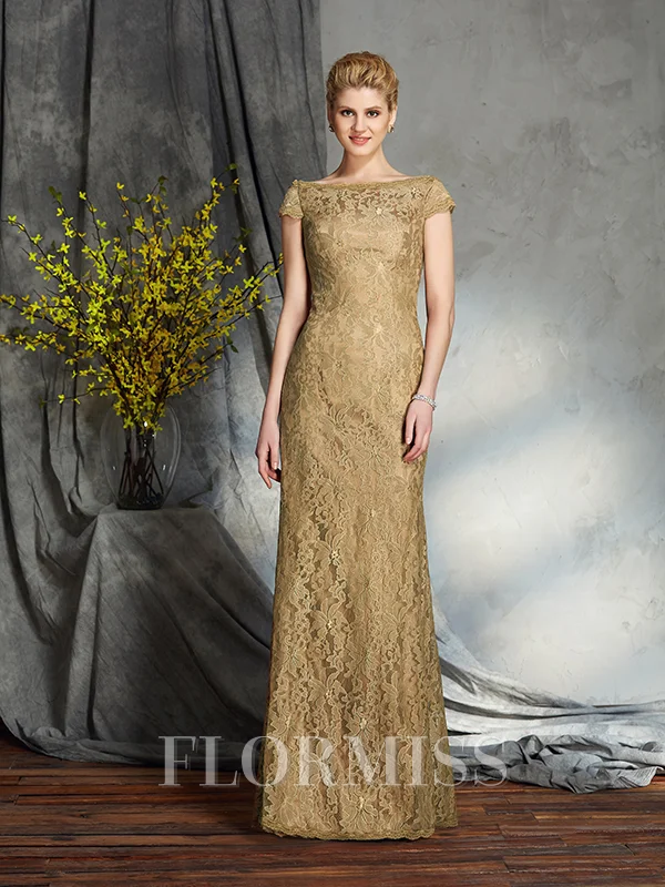 Sheath/Column Bateau Floor-Length Lace Mother of the Bride Dresses With Lace