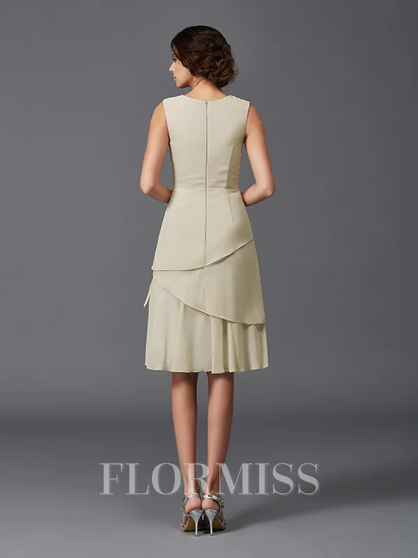 A-Line/Princess Straps Knee-Length Chiffon Mother of the Bride Dresses With Layers