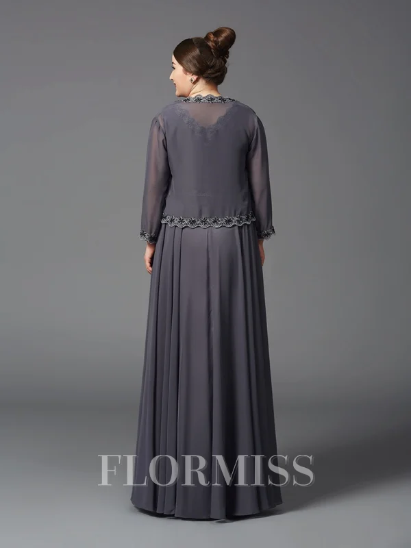 A-Line/Princess Straps Floor-Length Chiffon Mother of the Bride Dresses With Lace