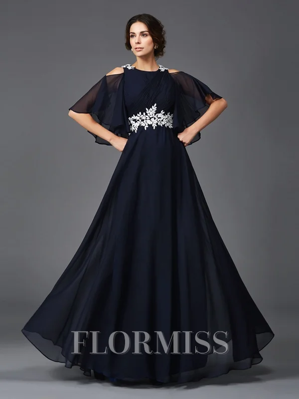 A-Line/Princess Straps Floor-Length Chiffon Mother of the Bride Dresses With Appliques Lace