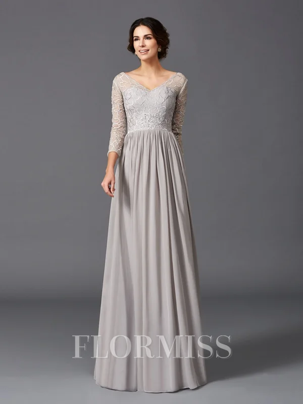 A-Line/Princess V-neck Floor-Length Chiffon Mother of the Bride Dresses With Ruffles