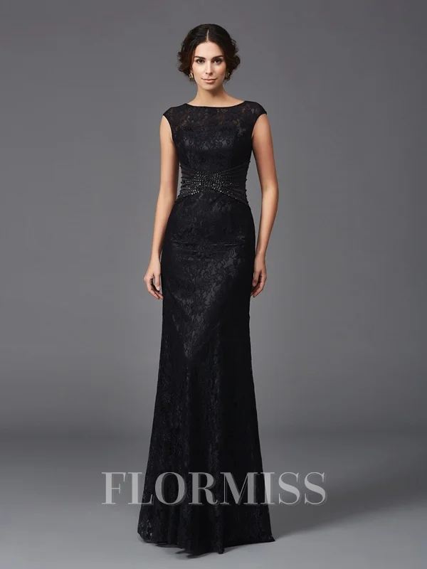 Sheath/Column Scoop Floor-Length Lace Mother of the Bride Dresses With Beading