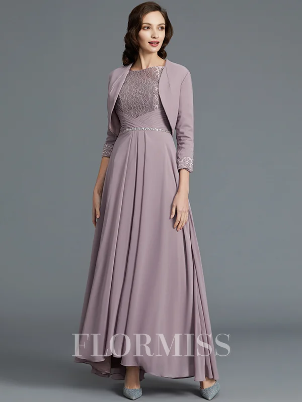 A-Line/Princess Scoop Asymmetrical Chiffon Mother of the Bride Dresses