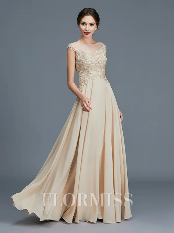 A-Line/Princess Scoop Floor-Length Chiffon Mother of the Bride Dresses With Ruffles
