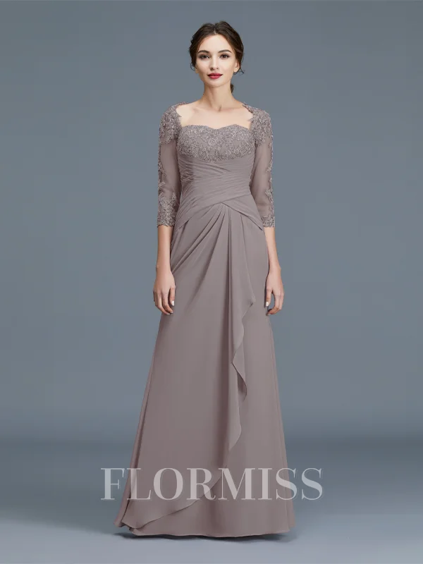Sheath/Column Sweetheart Floor-Length Chiffon Mother of the Bride Dresses With Ruffles